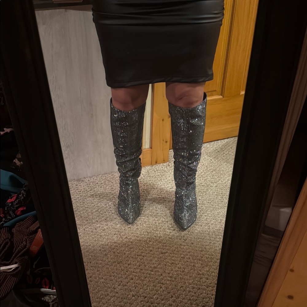 MICHAEL Michael Kors Silver Stiletto Heeled Boots